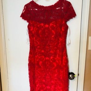 Striking Red Lace Fitted Dress